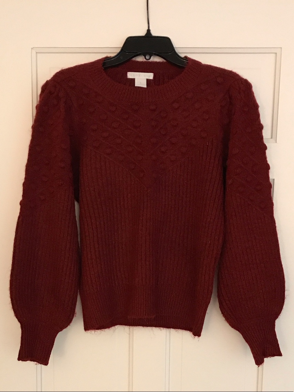 Design History Wine Red Pom-Pulse Crewneck Sweater